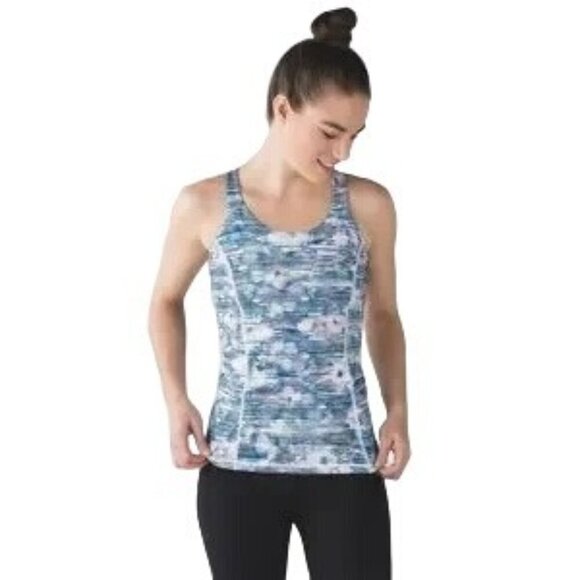 Lululemon Enhearten Blurry Belle Multi Deep Zinfandel Blue Tank Top - Picture 2 of 8